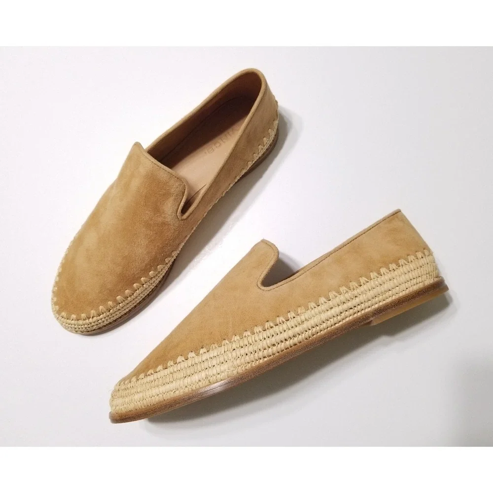 Vince Jalen Suede Leather Espadrille Flat Loafer Roasted Cashew NIB Size 9 $295